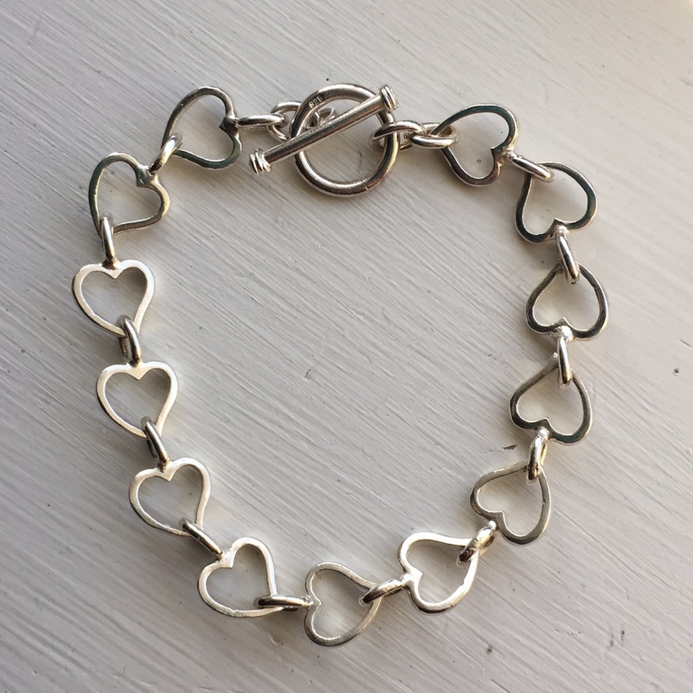 Sterling Silver Heart Toggle Bracelet